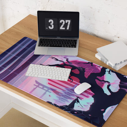 Vaporwave Neon Mouse Pad - Mouse Pad Pink Purple Neon Gaming Desk Vaporwave Neon Retro Mood Non Slip Large Digital Print