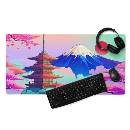 Vaporwave Neon Cityscape Mouse Pad - Gaming Mouse Pad Pastel Pink Purple Teal Sunset Desk Dreamy Retro Futurism Desk Mat