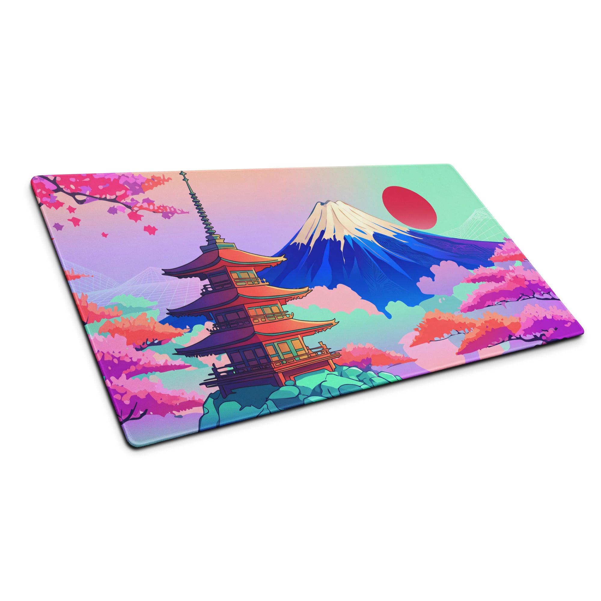 Vaporwave Neon Cityscape Mouse Pad - Gaming Mouse Pad Pastel Pink Purple Teal Sunset Desk Dreamy Retro Futurism Desk Mat