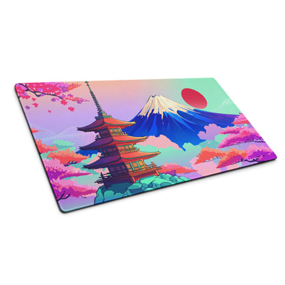 Vaporwave Neon Cityscape Mouse Pad - Gaming Mouse Pad Pastel Pink Purple Teal Sunset Desk Dreamy Retro Futurism Desk Mat
