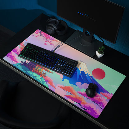 Vaporwave Neon Cityscape Mouse Pad - Gaming Mouse Pad Pastel Pink Purple Teal Sunset Desk Dreamy Retro Futurism Desk Mat