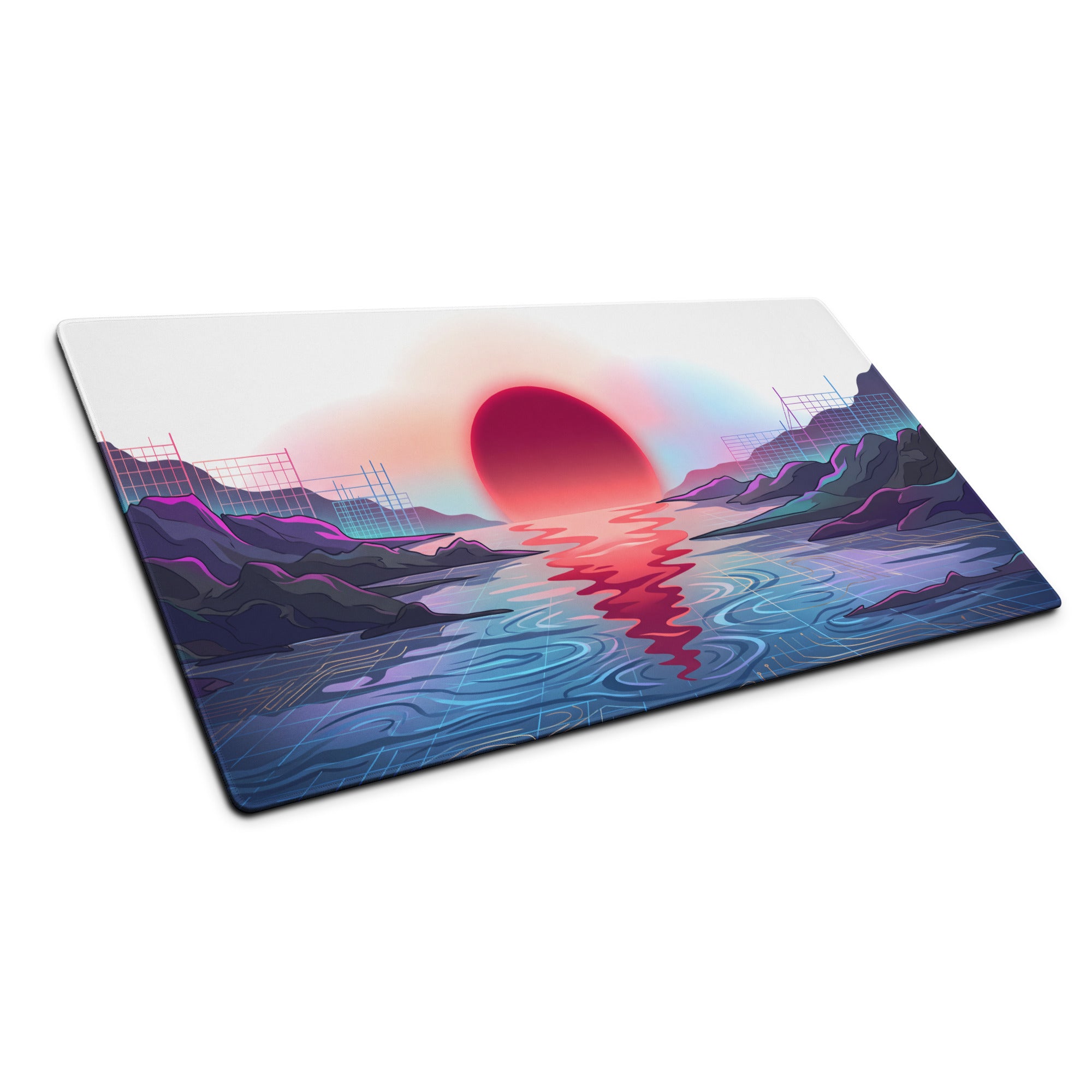 Vaporwave Neon Gaming Mouse Pad - Gaming Mouse Pad Neon Pink Purple Blue Desk Vaporwave Dreamy Nostalgia Aesthetic