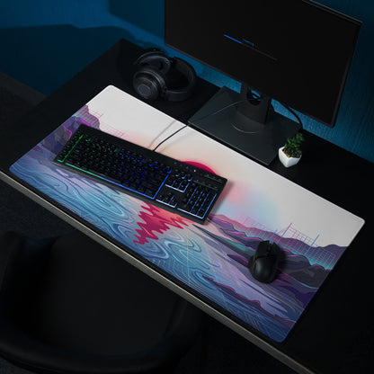 Vaporwave Neon Gaming Mouse Pad - Gaming Mouse Pad Neon Pink Purple Blue Desk Vaporwave Dreamy Nostalgia Aesthetic