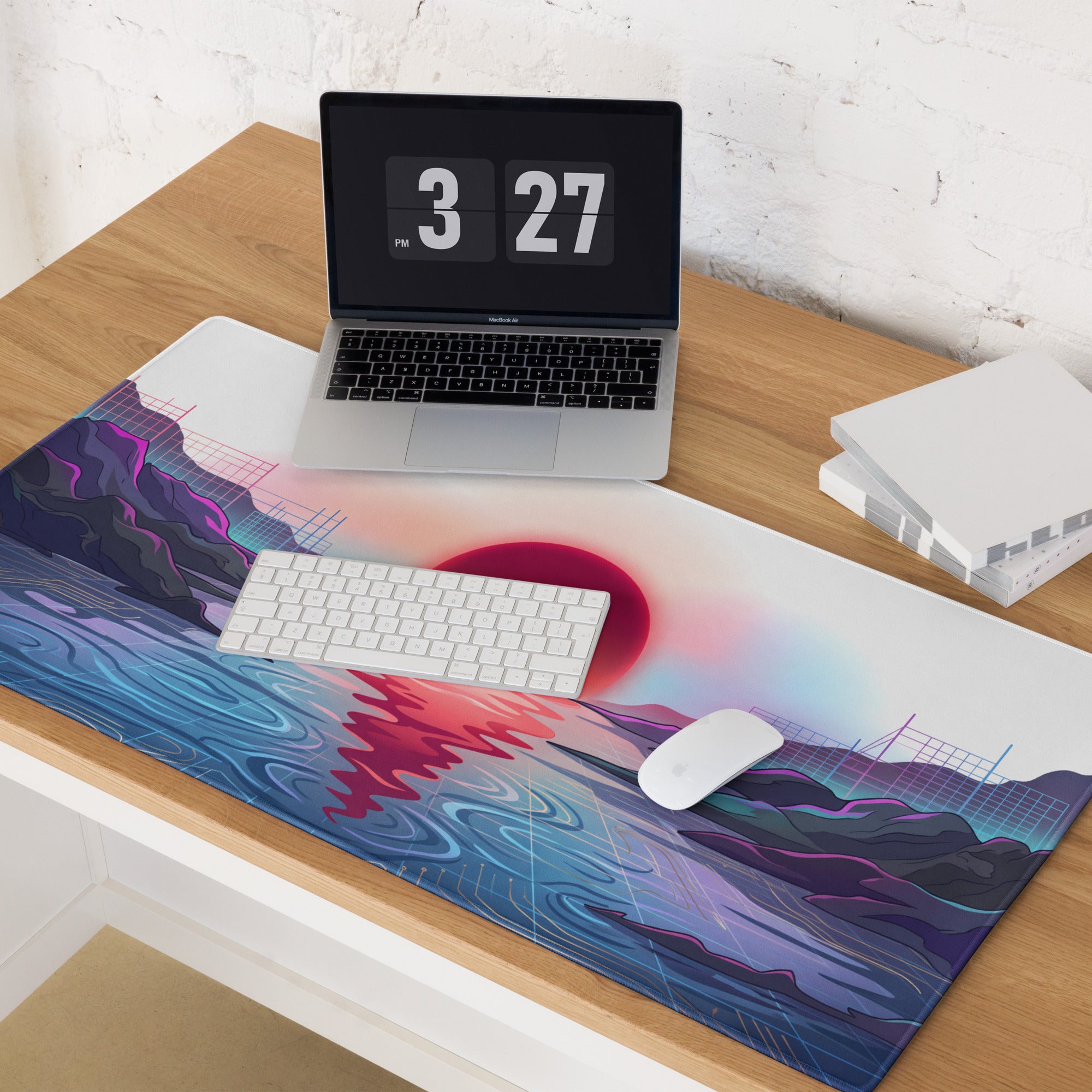 Vaporwave Neon Gaming Mouse Pad - Gaming Mouse Pad Neon Pink Purple Blue Desk Vaporwave Dreamy Nostalgia Aesthetic