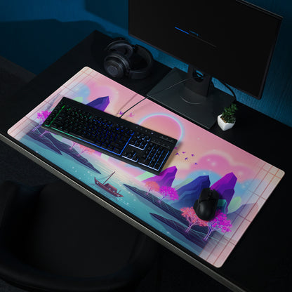 Neon Vaporwave Mouse Pad - Gaming Mouse Pad Pink Purple Blue Neon Vaporwave Desk Dreamy Neon Mood Vaporwave Desk Mat