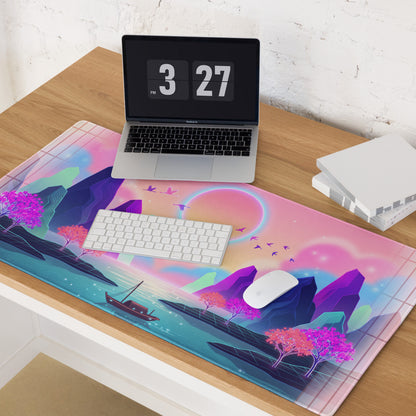 Neon Vaporwave Mouse Pad - Gaming Mouse Pad Pink Purple Blue Neon Vaporwave Desk Dreamy Neon Mood Vaporwave Desk Mat