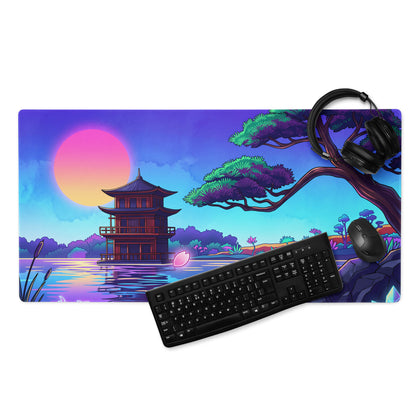 Vaporwave Sunset Gaming Pad - Gaming Mouse Pad Pink Purple Vaporwave Dreamy Neon Mood Retro Futurism Digital Art