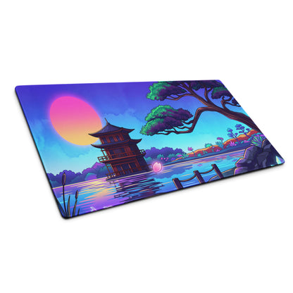 Vaporwave Sunset Gaming Pad - Gaming Mouse Pad Pink Purple Vaporwave Dreamy Neon Mood Retro Futurism Digital Art