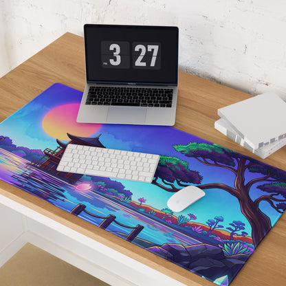 Vaporwave Sunset Gaming Pad - Gaming Mouse Pad Pink Purple Vaporwave Dreamy Neon Mood Retro Futurism Digital Art