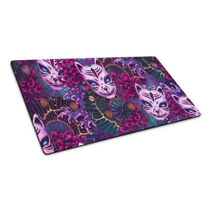 Neon Vaporwave Masks Mouse Pad - Mouse Pad Neon Pink Purple Desktop Gaming Vaporwave Dreamy Mood Retro Digital Art
