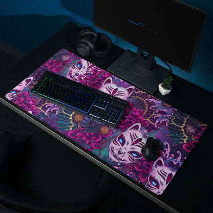 Neon Vaporwave Masks Mouse Pad - Mouse Pad Neon Pink Purple Desktop Gaming Vaporwave Dreamy Mood Retro Digital Art