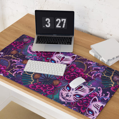 Neon Vaporwave Masks Mouse Pad - Mouse Pad Neon Pink Purple Desktop Gaming Vaporwave Dreamy Mood Retro Digital Art
