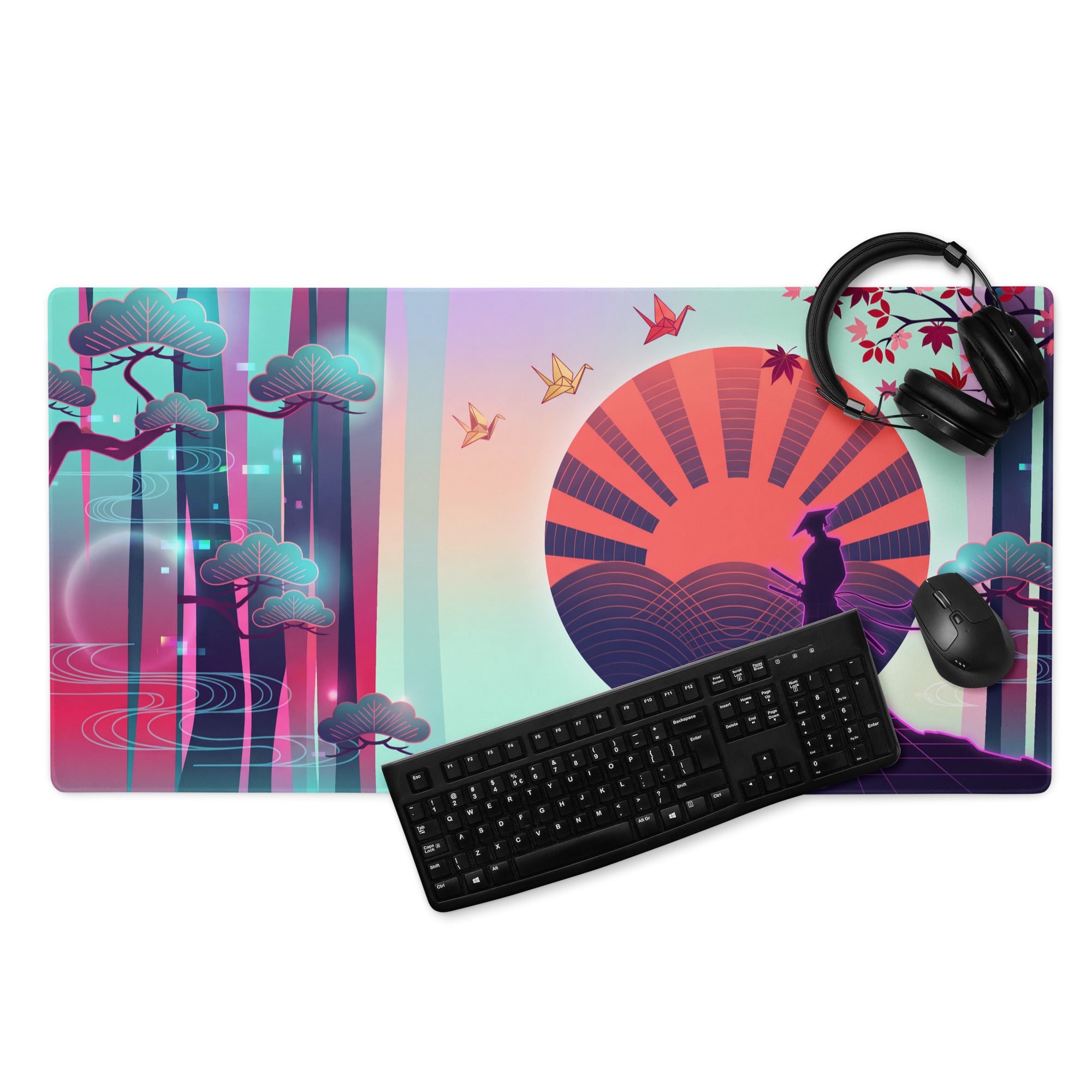 Vaporwave Neon City Mouse Pad - Vaporwave Mouse Pad Pink Cyan Purple Desk Retro Style Dreamy Mood Non Slip