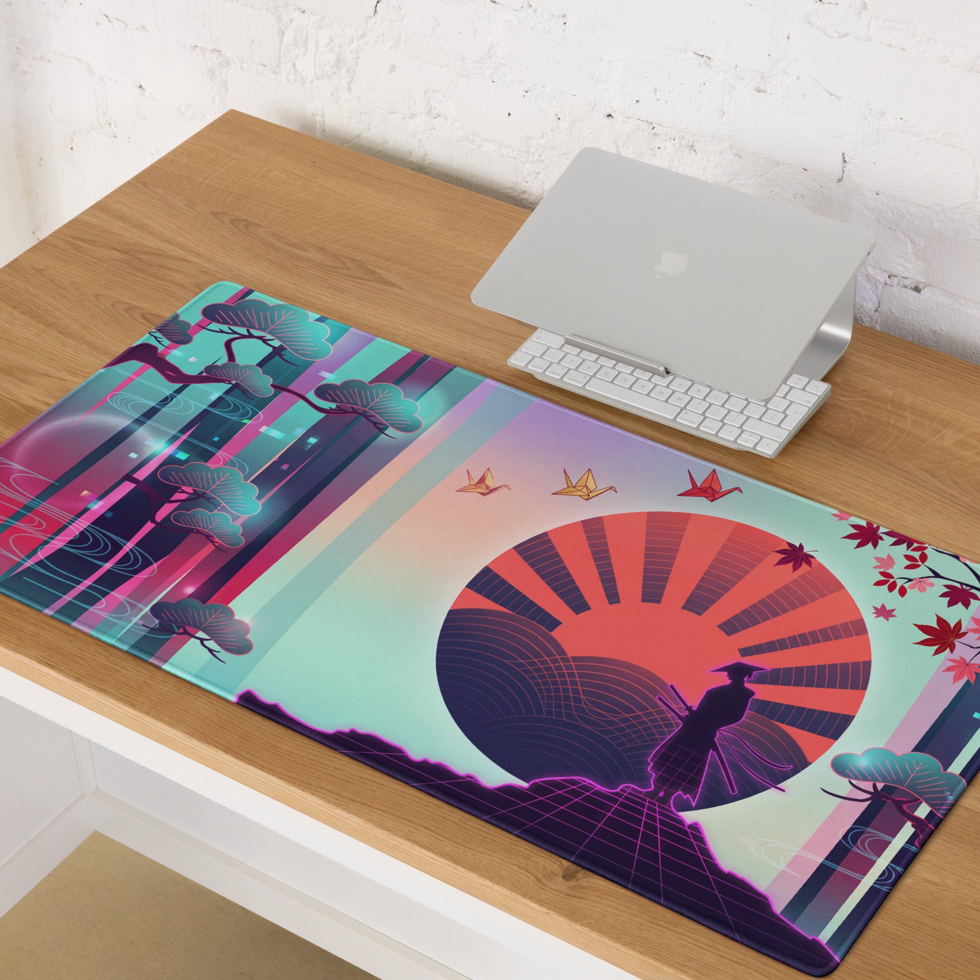 Vaporwave Neon City Mouse Pad - Vaporwave Mouse Pad Pink Cyan Purple Desk Retro Style Dreamy Mood Non Slip