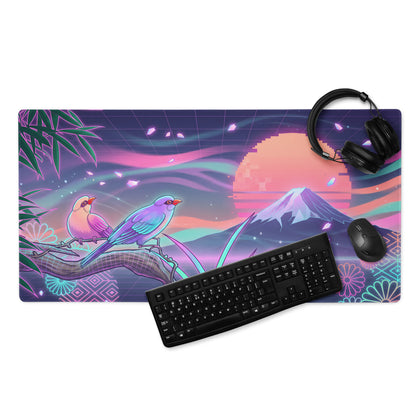 Vaporwave Sunset Neon Mouse Pad - Gaming Mouse Pad Purple Pink Teal Desk Dreamy Retro Futurism Esports Pad Digital Art
