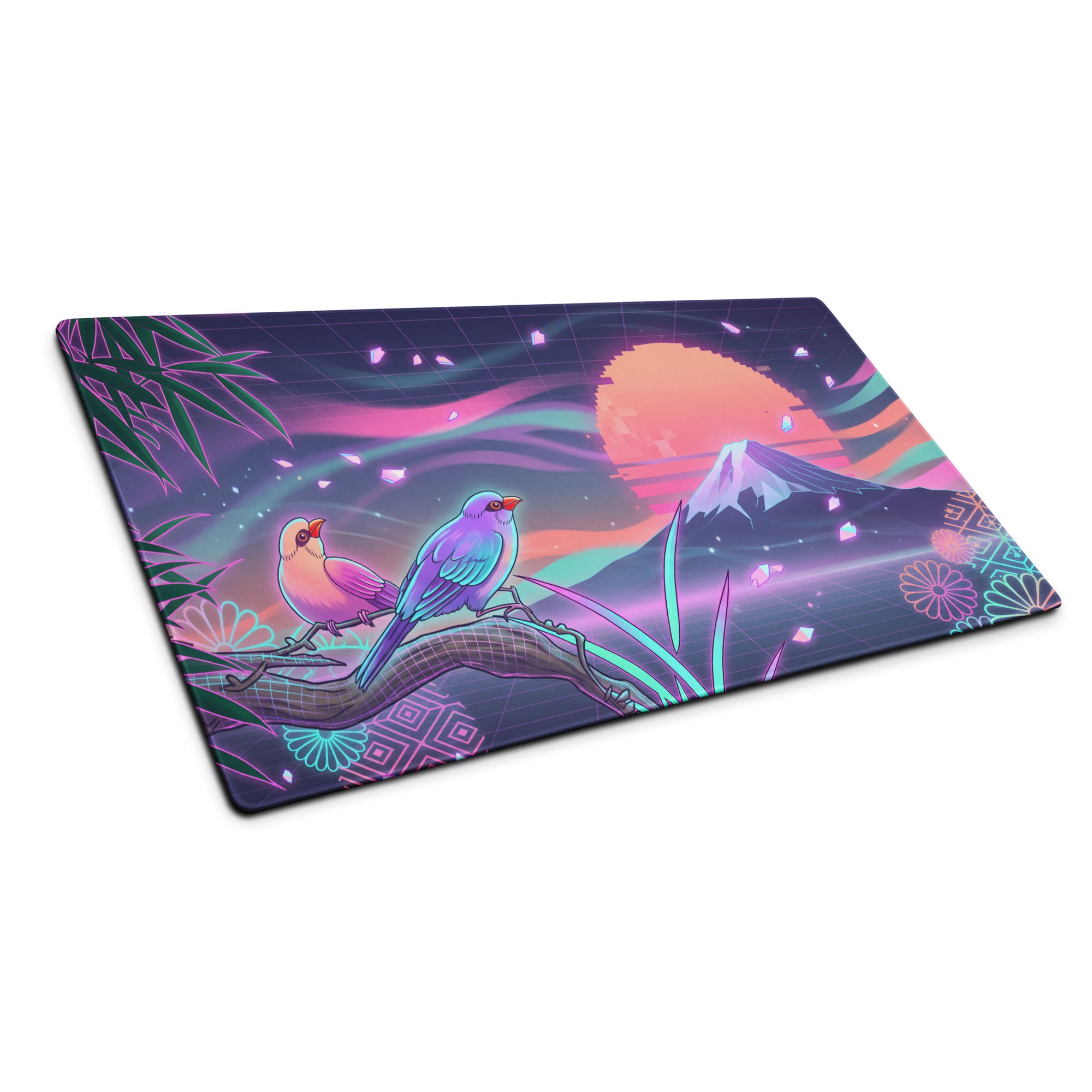 Vaporwave Sunset Neon Mouse Pad - Gaming Mouse Pad Purple Pink Teal Desk Dreamy Retro Futurism Esports Pad Digital Art