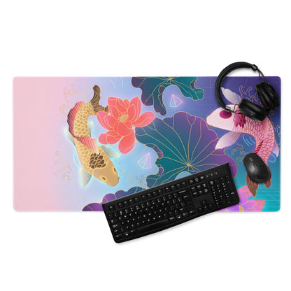 Vaporwave Koi Mouse Pad - Mouse Pad Pink Purple Gradient Gaming Desk Vaporwave Dreamy Mood Neon Aesthetic Gaming Print