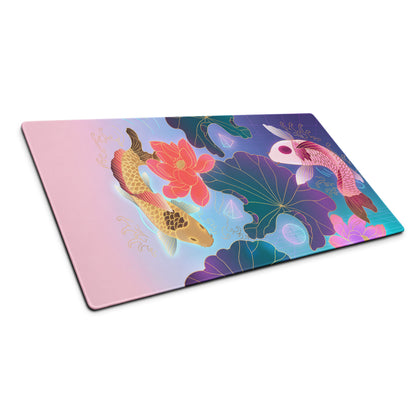 Vaporwave Koi Mouse Pad - Mouse Pad Pink Purple Gradient Gaming Desk Vaporwave Dreamy Mood Neon Aesthetic Gaming Print