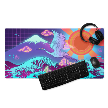 Vaporwave Neon Desk Mat - Vaporwave Mouse Pad Purple Pink Desk Synthwave Energetic Neo Retro Digital Art
