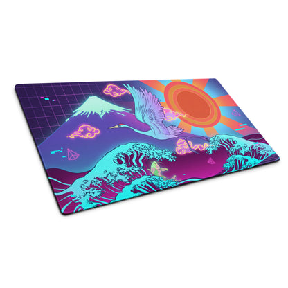 Vaporwave Neon Desk Mat - Vaporwave Mouse Pad Purple Pink Desk Synthwave Energetic Neo Retro Digital Art