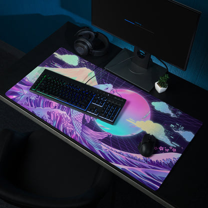 Vaporwave Koi Neon Mouse Pad - Koi Neon Purple Pink Teal Desk Vaporwave Dreamy Neon Mood Vaporwave Digital Art