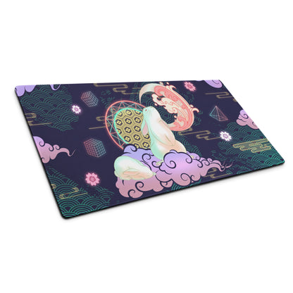 Neon Vaporwave Gaming Pad - Gaming Mouse Pad Navy Purple Desk Vaporwave Dreamy Neon Glow Synthwave Desk Mat Digital Art