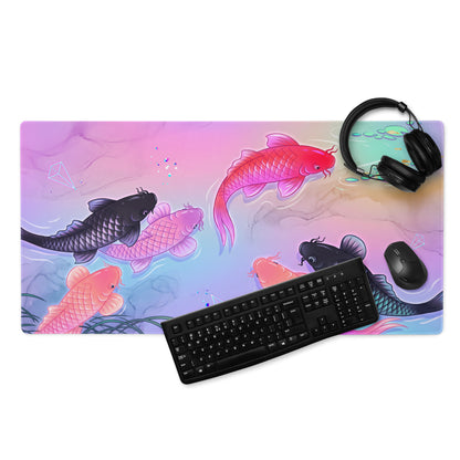 Vaporwave Koi Neon Mouse Pad - Koi Pink Purple Mouse Pad Vaporwave Dreamy Neon Retro Futurism Mouse Pad Digital Art