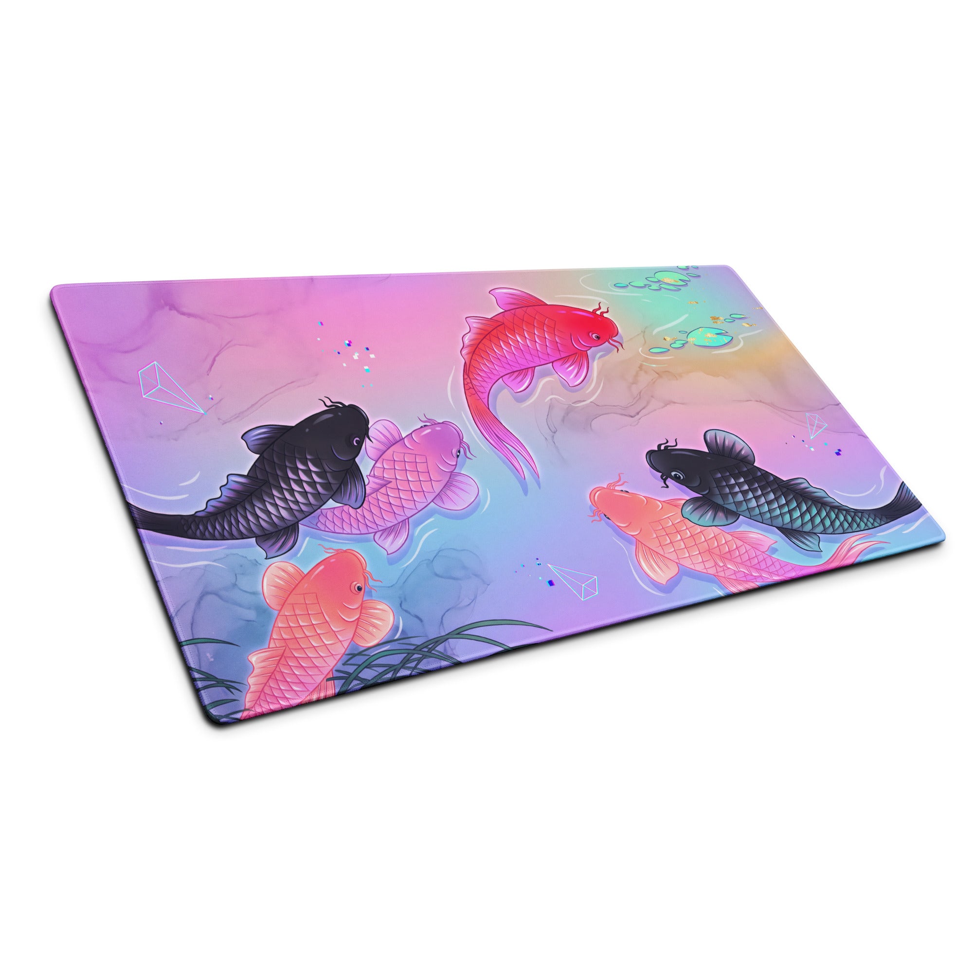 Vaporwave Koi Neon Mouse Pad - Koi Pink Purple Mouse Pad Vaporwave Dreamy Neon Retro Futurism Mouse Pad Digital Art