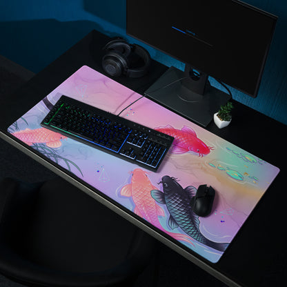 Vaporwave Koi Neon Mouse Pad - Koi Pink Purple Mouse Pad Vaporwave Dreamy Neon Retro Futurism Mouse Pad Digital Art