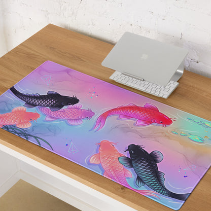 Vaporwave Koi Neon Mouse Pad - Koi Pink Purple Mouse Pad Vaporwave Dreamy Neon Retro Futurism Mouse Pad Digital Art