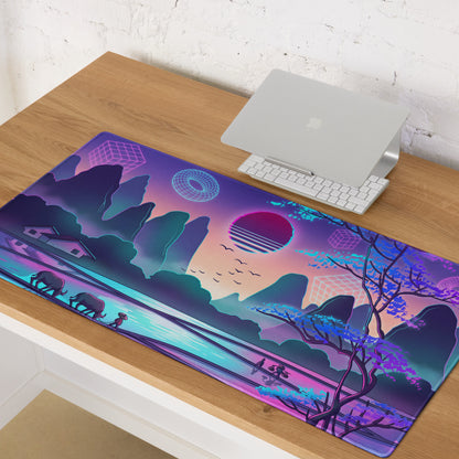 Vaporwave Neon Sunset Mouse Pad - Mouse Pad Neon Pink Purple Desk Vaporwave Mood Neon Retro Futurism Digital