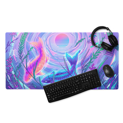 Vaporwave Neon Ocean Gaming Pad - Gaming Mouse Pad Pink Purple Blue Neon Vaporwave Desktop Dreamy Mood Aesthetic Digital
