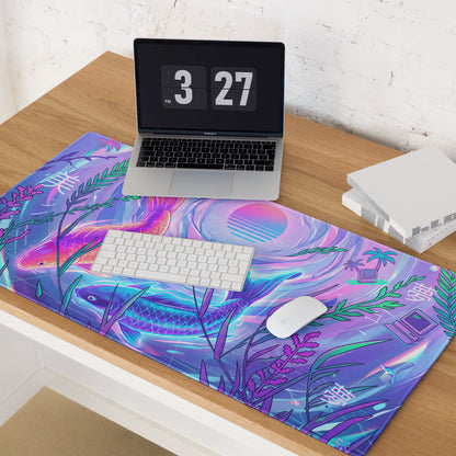 Vaporwave Neon Ocean Gaming Pad - Gaming Mouse Pad Pink Purple Blue Neon Vaporwave Desktop Dreamy Mood Aesthetic Digital