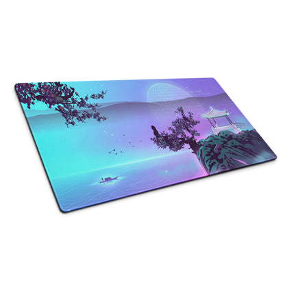 Vaporwave Lake Scene Mouse Pad - Mouse Pad Blue Purple Gaming Vaporwave → Dreamy Nostalgia Retro Futurism Digital Art
