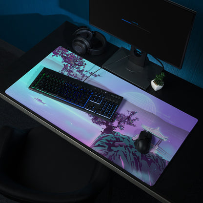 Vaporwave Lake Scene Mouse Pad - Mouse Pad Blue Purple Gaming Vaporwave → Dreamy Nostalgia Retro Futurism Digital Art