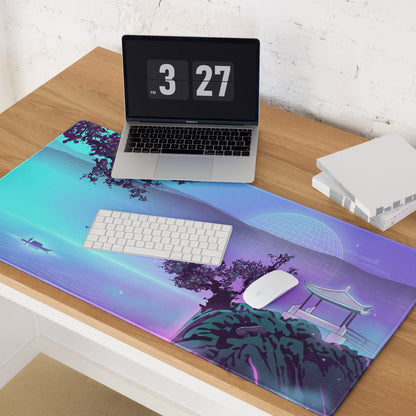 Vaporwave Lake Scene Mouse Pad - Mouse Pad Blue Purple Gaming Vaporwave → Dreamy Nostalgia Retro Futurism Digital Art
