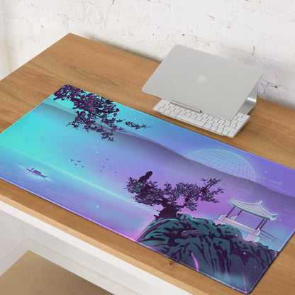 Vaporwave Lake Scene Mouse Pad - Mouse Pad Blue Purple Gaming Vaporwave → Dreamy Nostalgia Retro Futurism Digital Art