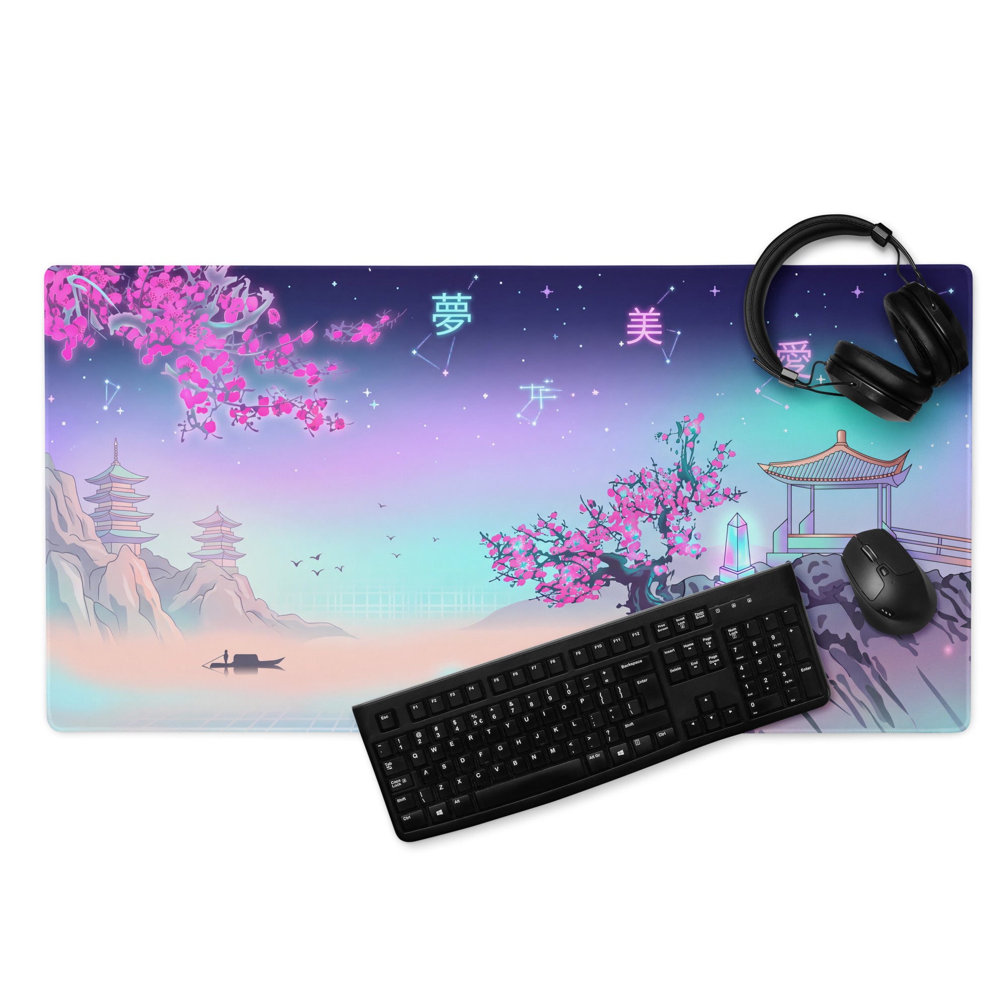 Vaporwave Neon Mood Mouse Pad - Mouse Pad Neon Pink Teal Vaporwave Setup Dreamy Retro Futuristic Neon City Digital