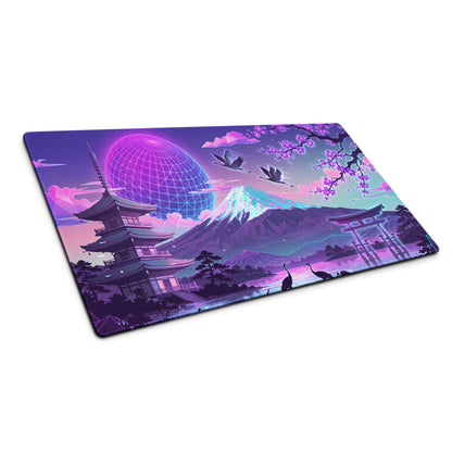 Neon Vaporwave Desk Pad - Vaporwave Mouse Pad Neon Pink Blue Desk Setup Retro Futurism Dream Mood Digital Art