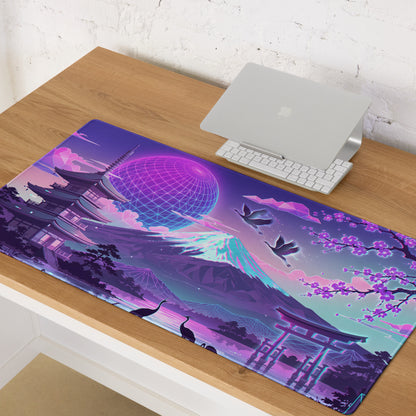 Neon Vaporwave Desk Pad - Vaporwave Mouse Pad Neon Pink Blue Desk Setup Retro Futurism Dream Mood Digital Art