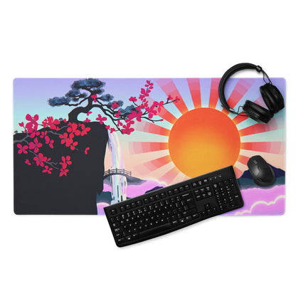 Vaporwave Sunset Mouse Pad - Sunset Orange Purple Gradient For Gaming Setup Vaporwave Aesthetic Dreamy Mood Digital Art