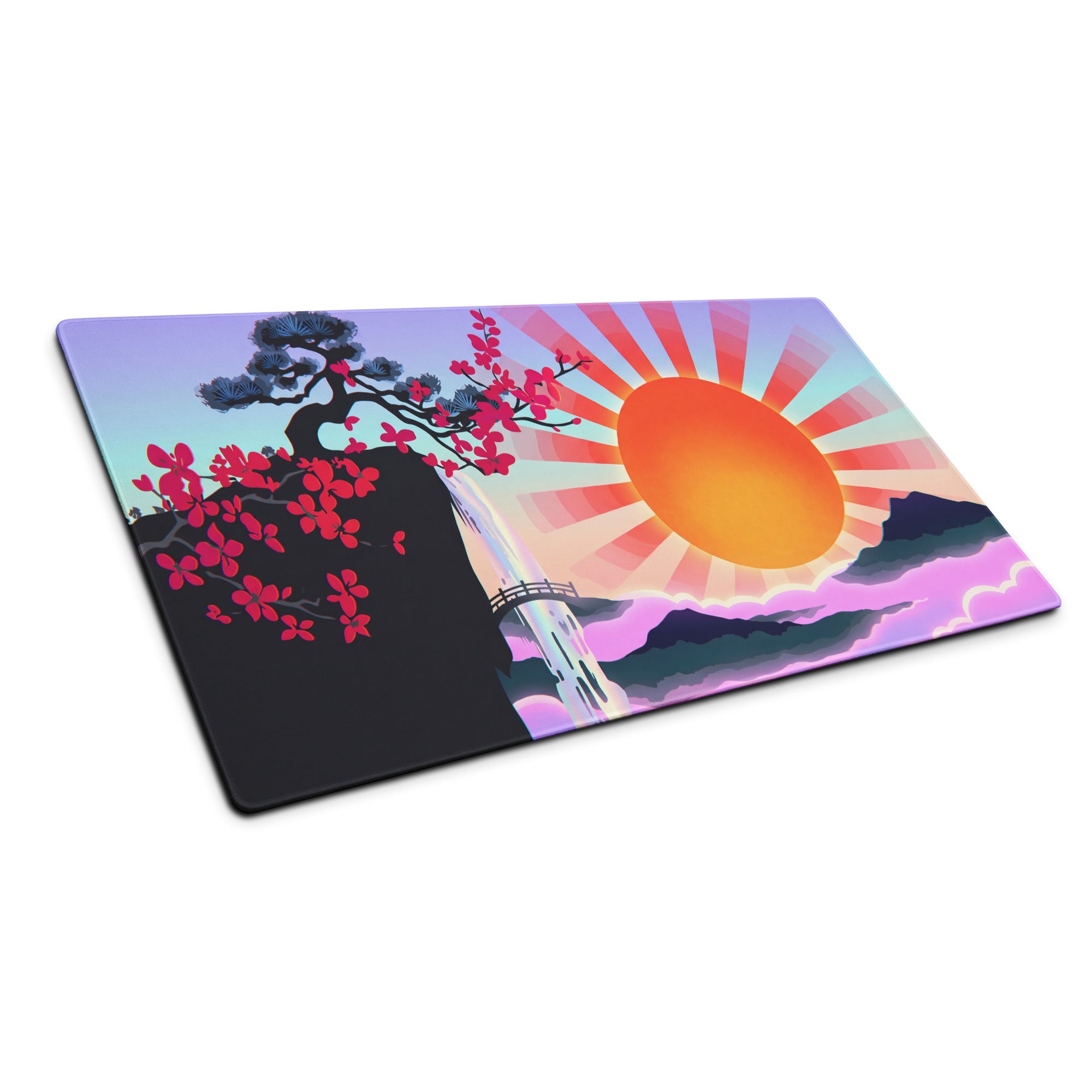 Vaporwave Sunset Mouse Pad - Sunset Orange Purple Gradient For Gaming Setup Vaporwave Aesthetic Dreamy Mood Digital Art