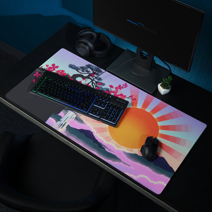 Vaporwave Sunset Mouse Pad - Sunset Orange Purple Gradient For Gaming Setup Vaporwave Aesthetic Dreamy Mood Digital Art