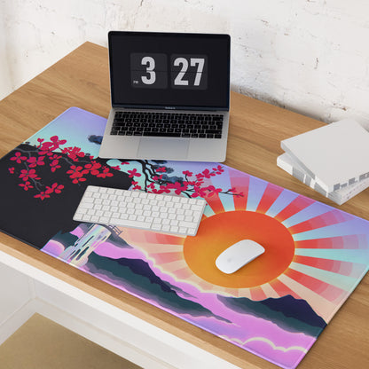 Vaporwave Sunset Mouse Pad - Sunset Orange Purple Gradient For Gaming Setup Vaporwave Aesthetic Dreamy Mood Digital Art
