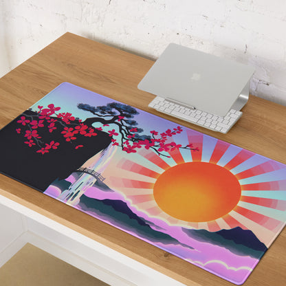 Vaporwave Sunset Mouse Pad - Sunset Orange Purple Gradient For Gaming Setup Vaporwave Aesthetic Dreamy Mood Digital Art