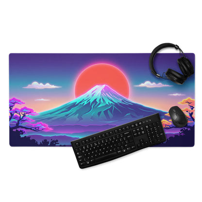 Vaporwave Neon Mountain Mouse Pad - Mouse Pad Neon Pink Purple Gradient Gaming Desk Vaporwave Mood Neon Retro Futurism Decor Digital Art