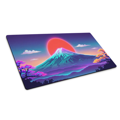 Vaporwave Neon Mountain Mouse Pad - Mouse Pad Neon Pink Purple Gradient Gaming Desk Vaporwave Mood Neon Retro Futurism Decor Digital Art