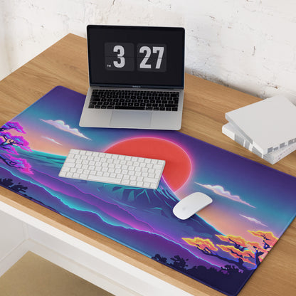 Vaporwave Neon Mountain Mouse Pad - Mouse Pad Neon Pink Purple Gradient Gaming Desk Vaporwave Mood Neon Retro Futurism Decor Digital Art