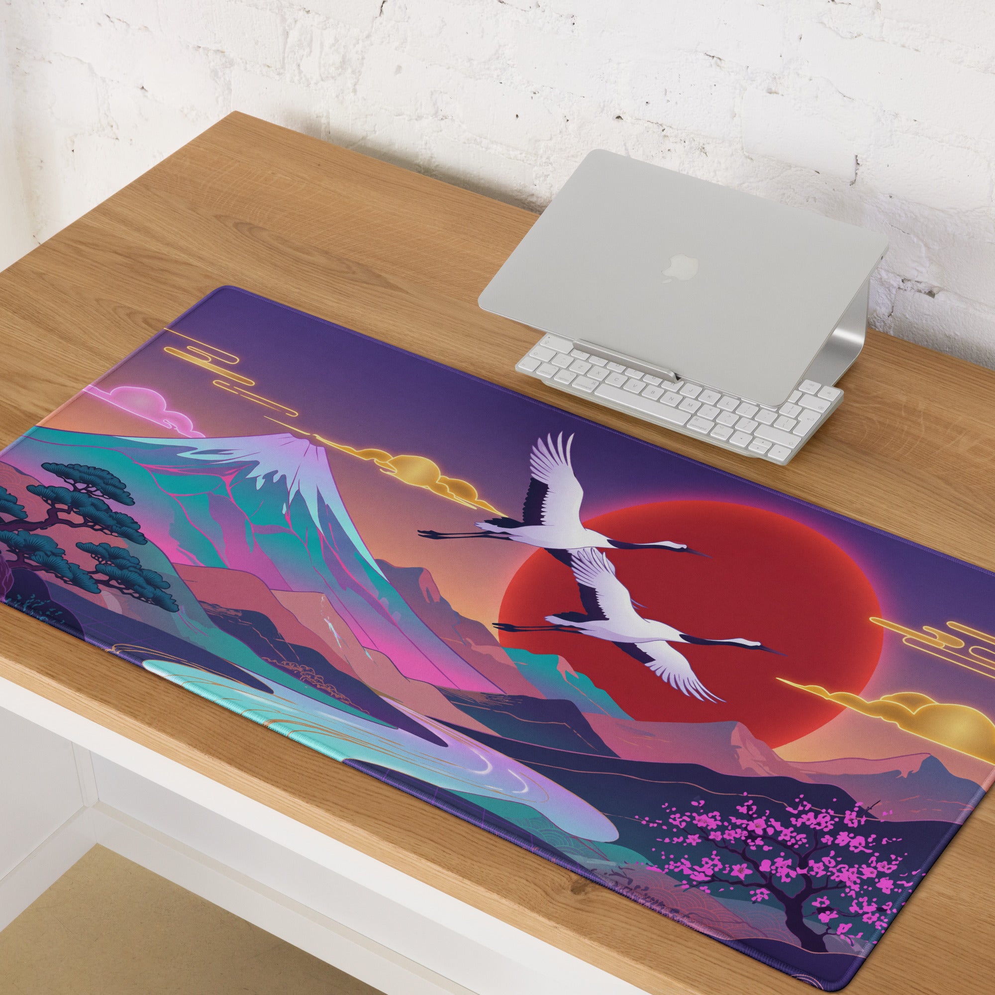 Vaporwave Sunset Neon Mouse Pad - Mouse Pad Purple Pink Desk Gaming Vaporwave Dreamy Retro Neon Decor Digital Art