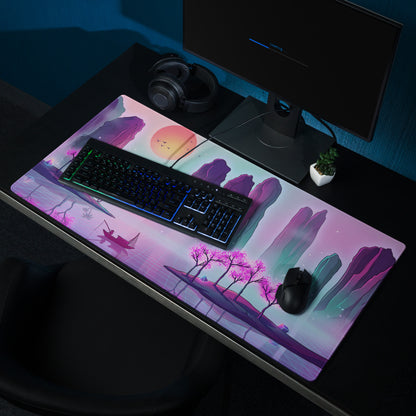 Vaporwave Neon Mirage Mouse Pad - Mouse Pad Neon Pink Purple Desk Futurism Dreamy Mood Vaporwave Aesthetic Digital Art